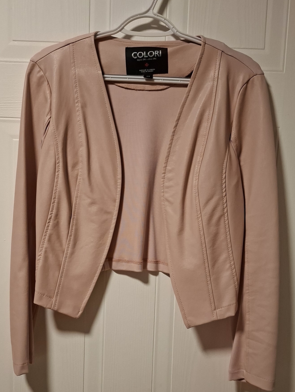 Colori Women’s Blush Pink Open-Front Cropped Blazer